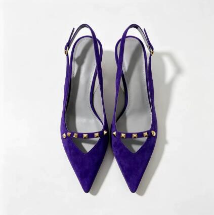Women Shoes Size 4 In Cm - Royal Blue Suede Rivet 4 CM