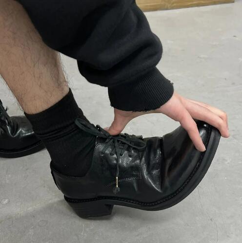 Hot Men Black Cow Real Leather - огляд і ціна Women Shoes Size 4 In Cm